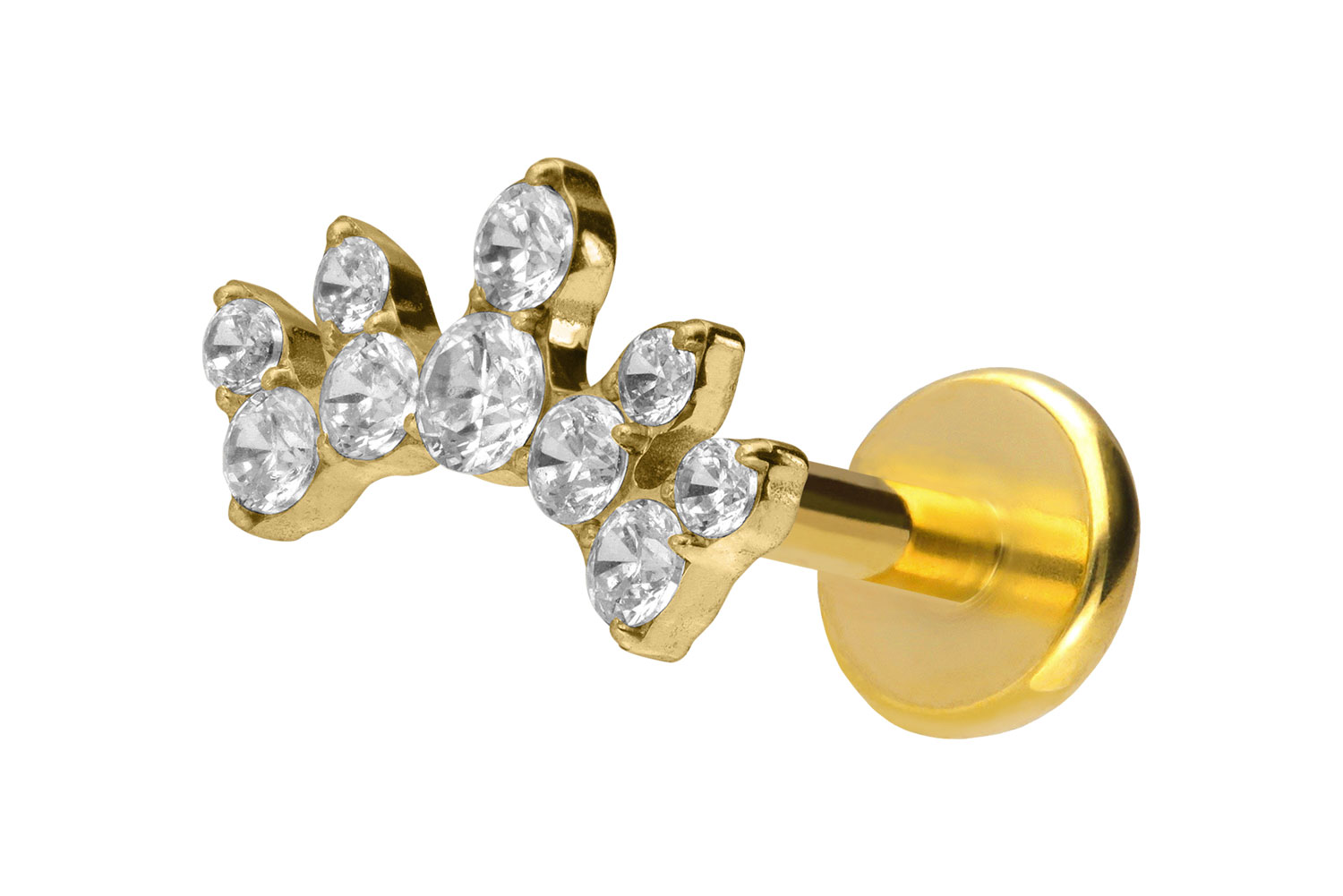 Titan Labret Piercing mit Push Fit KRISTALLBOGEN